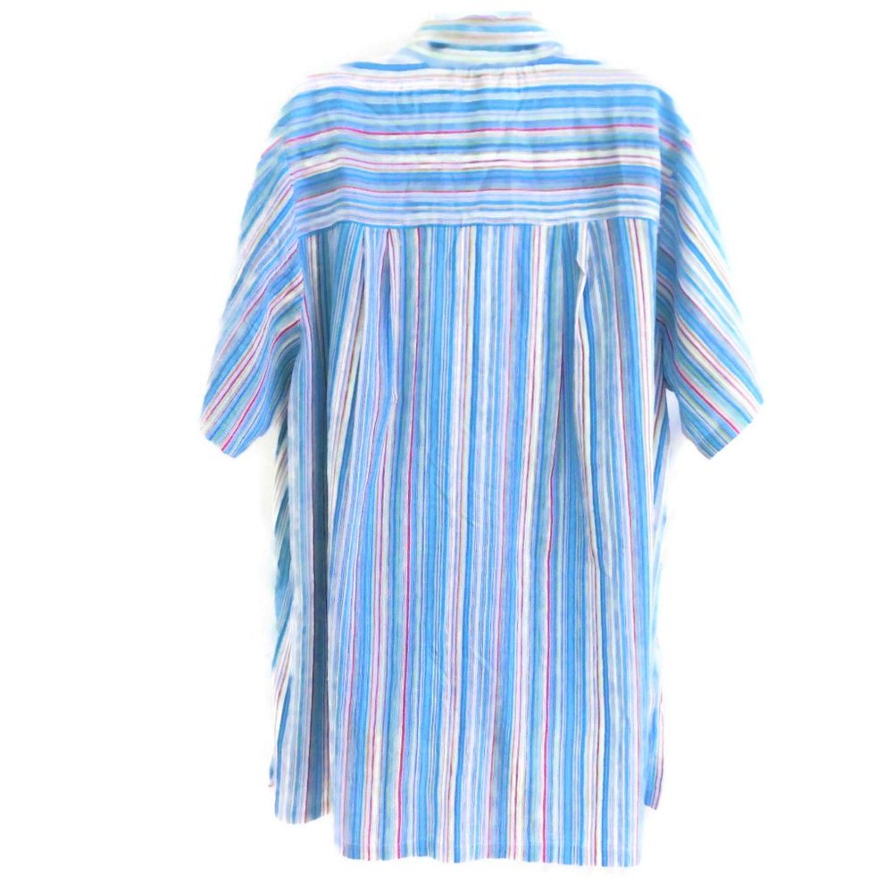 Liz & Me Liz Claiborne Shirt Gauze Rainbow Stripes Floral Embroidery 1X Plus - Picture 2 of 10